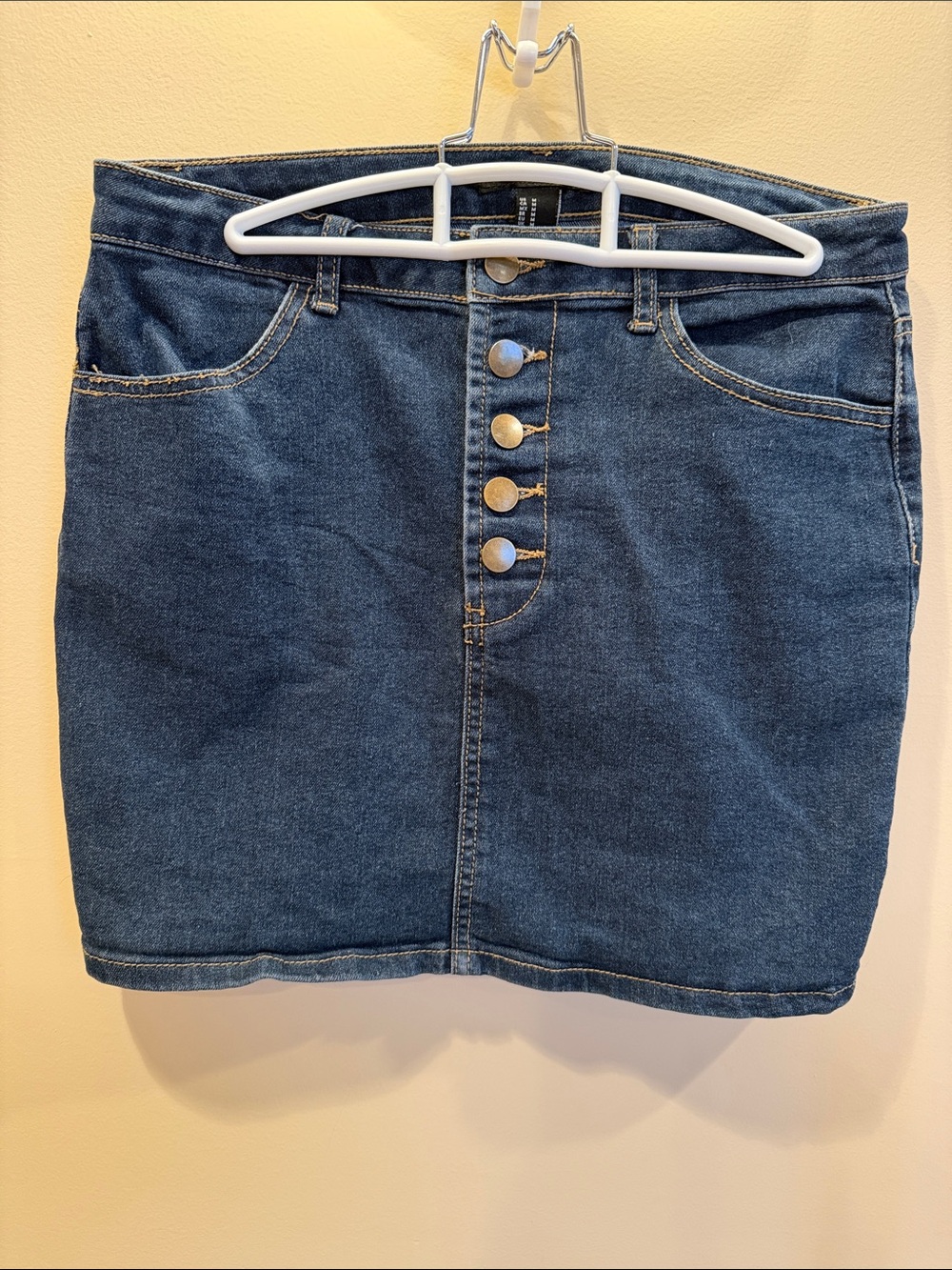 Forever 21 Dark Blue Denim Button-Front Mini Skirt